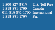 1-800-827-3515 U.S. toll free;  011-352-597-1611 International;  1-352-597-1790 fax